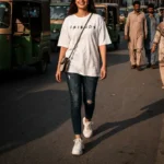 Friends graphic cotton t shirt for women in Pakistan oversized stylish streetwear tee