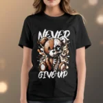 Never Give Up ladies long cotton t shirt in Pakistan oversized graphic tee casual streetwear