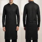 black chicken kari mens shalwar kameez embroidered kurta front and back