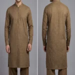 Brown Chikankari Shalwar Kameez for Men Designer Embroidered Kurta Pajama