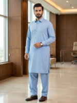 Light Blue Mens Shalwar Kameez Design in Pakistan - Image 2