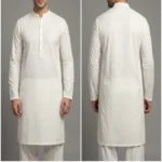 white chikankari mens shalwar kameez embroidered kurta shalwar front and back